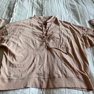 Matilda Jane Good Hart Womens XXL Shooting Star Mock Neck Lace Up Sweatshirt